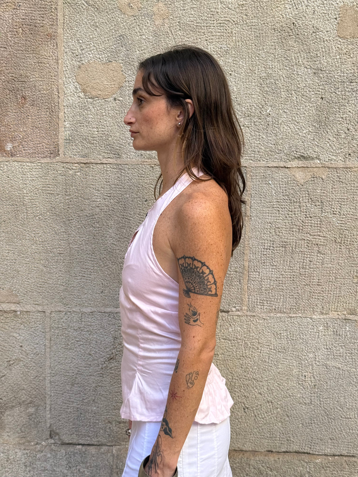 Vintage Rework Pink Halter Top
