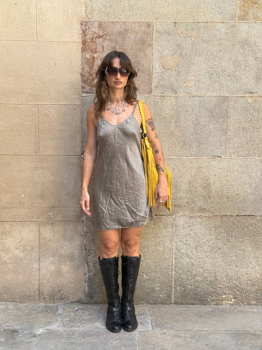 Yellow Fringe Leather Shoulder Bag