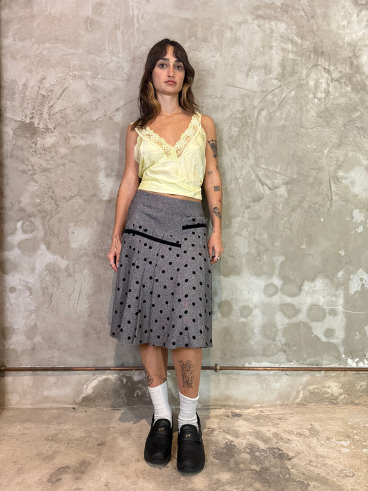 Grey Polka Dot Midi Skirt