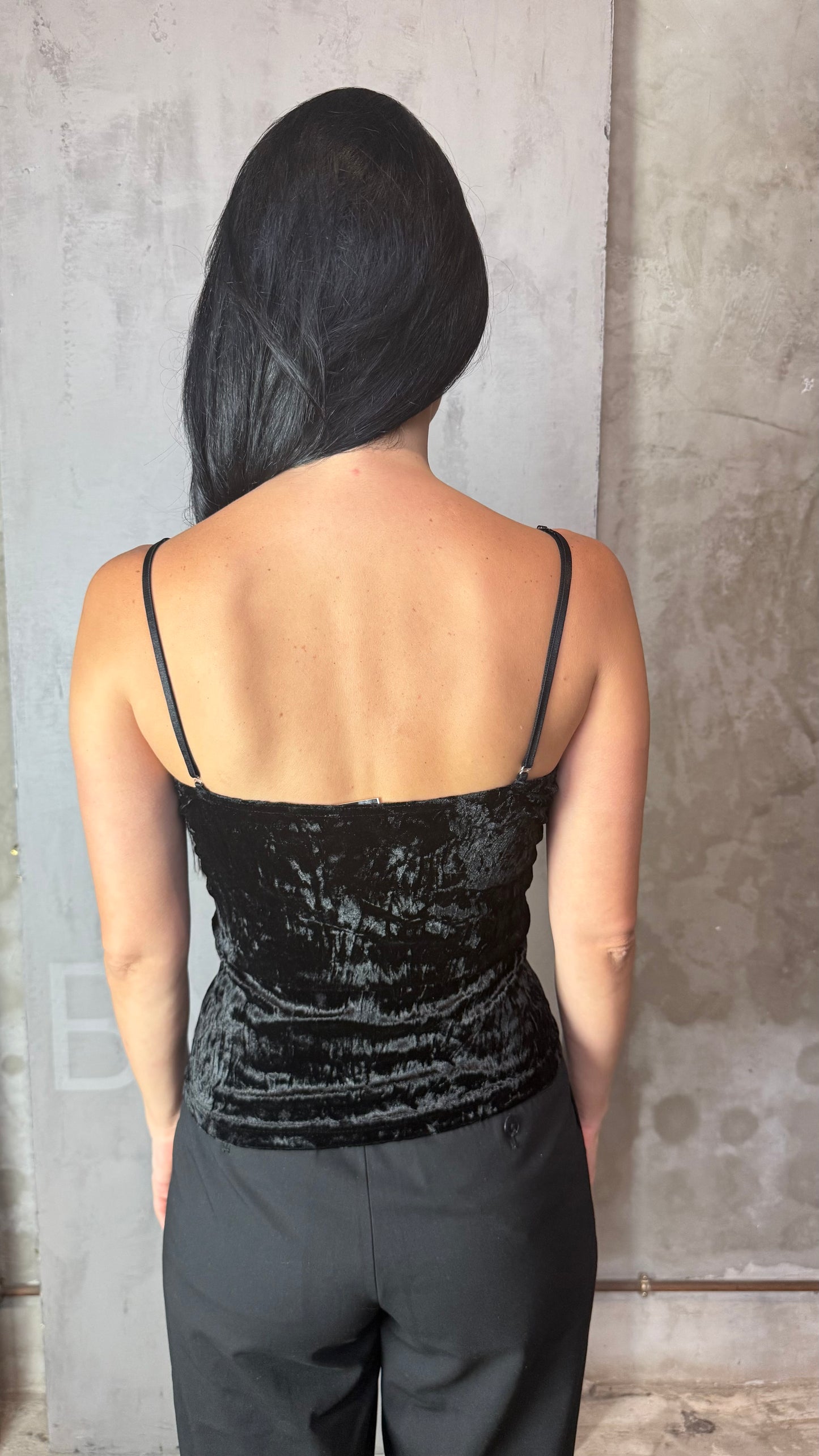 Velvet Corset Top Lace-Up Black with Embellished Trim