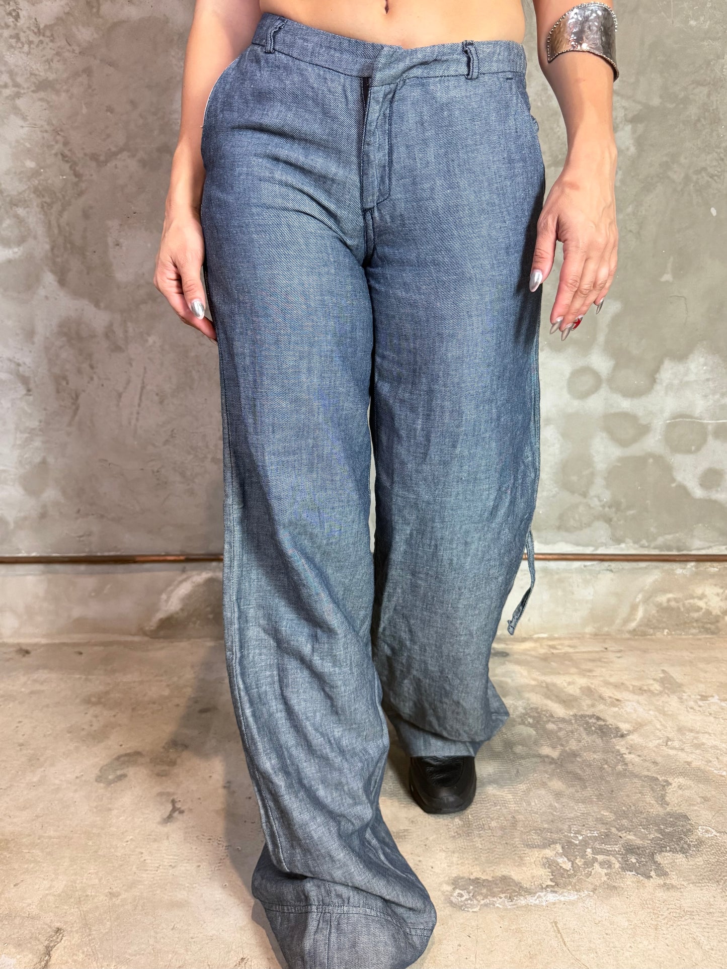 Blue Greyish Wide-Leg Jeans