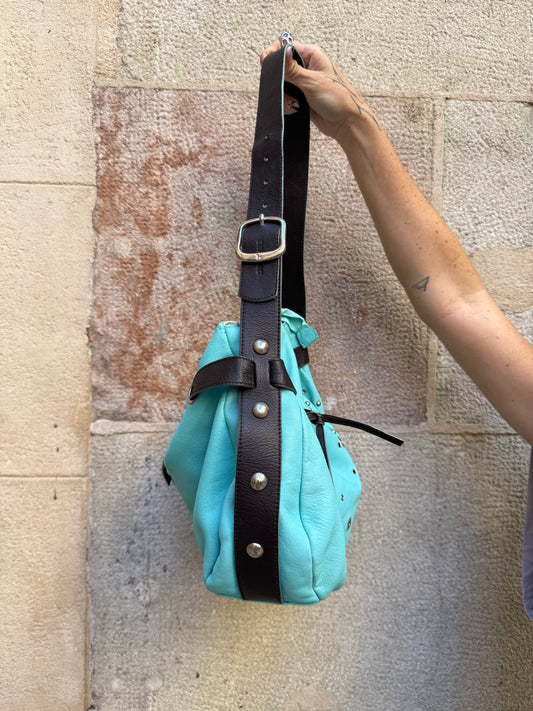 Turquoise Studded Shoulder Bag