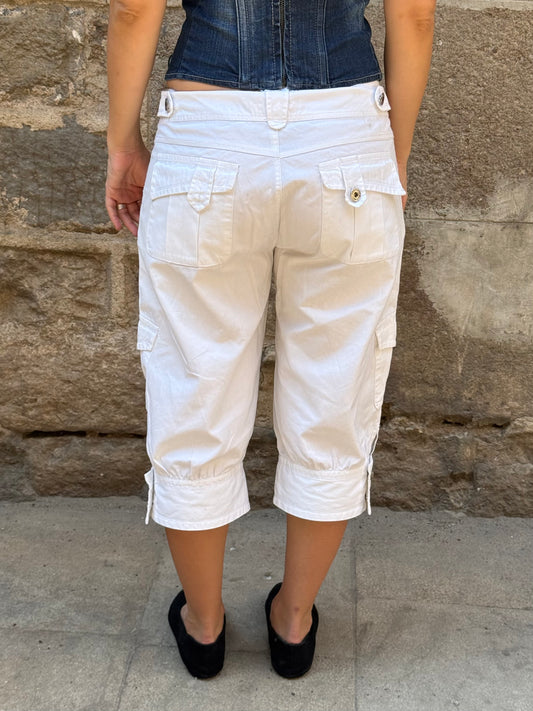 White Capri Cargo Pants