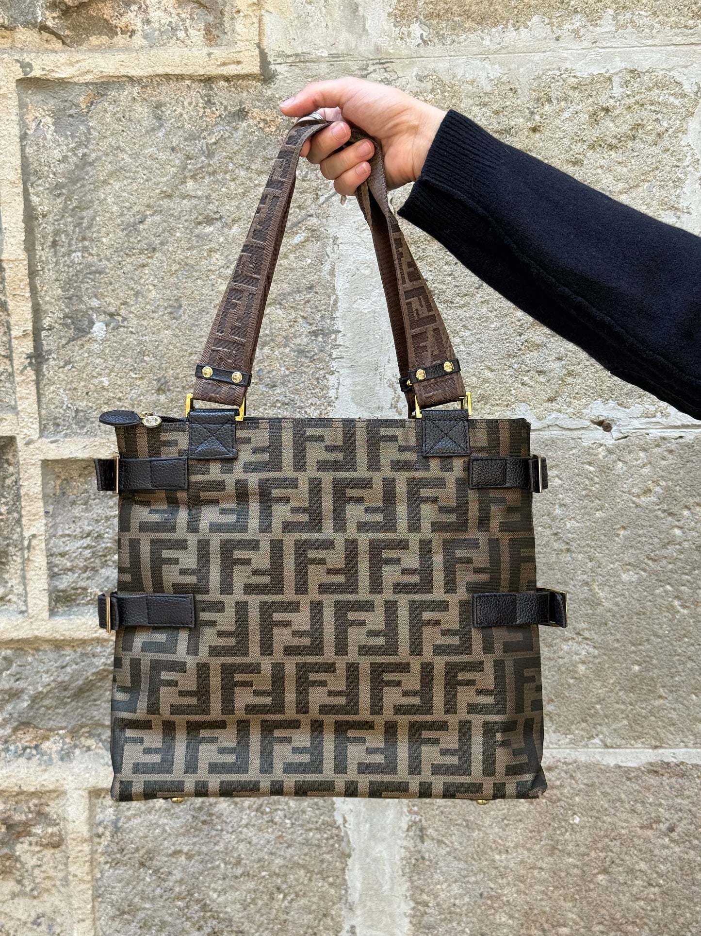 Vintage Fendi Zucca Canvas Tote Bag