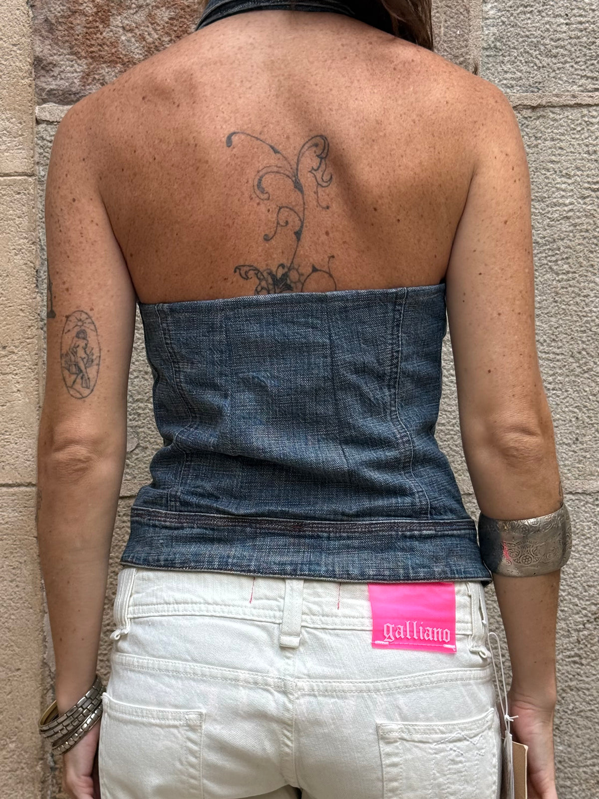 Vintage Rework Denim Halter Top