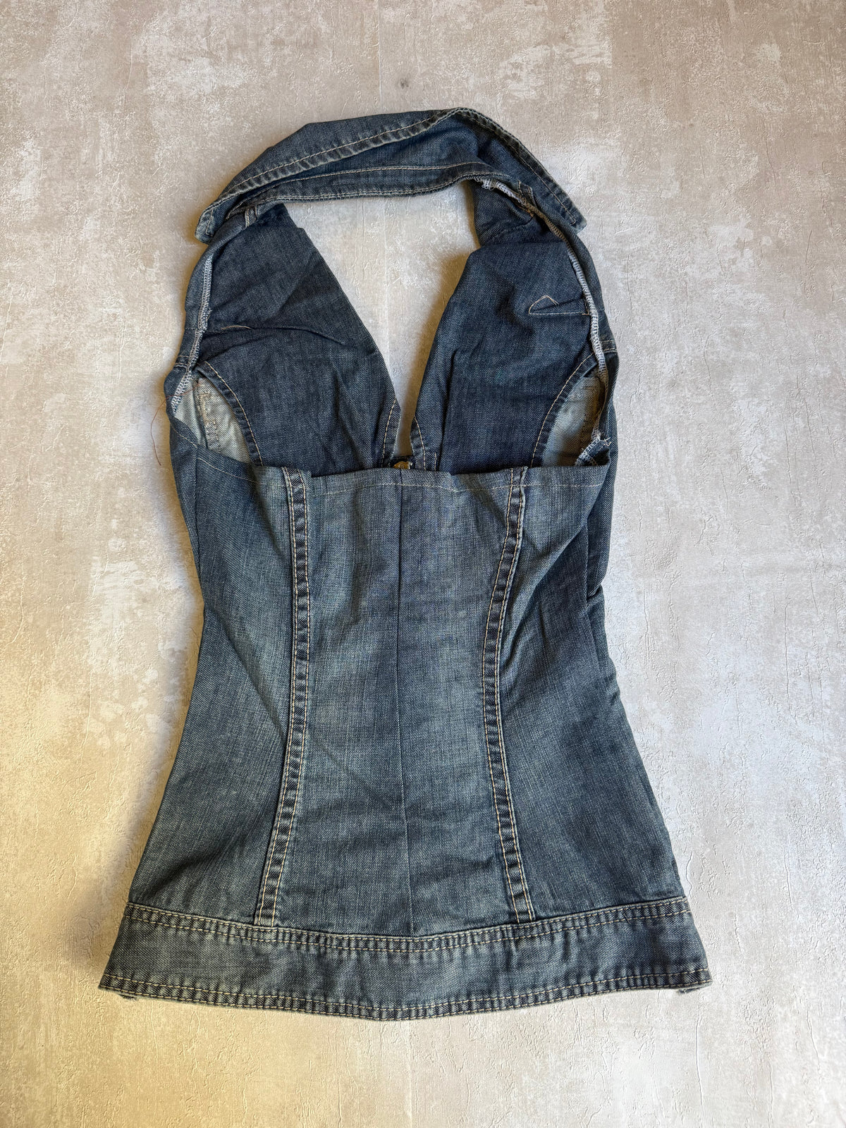 Vintage Rework Denim Halter Top