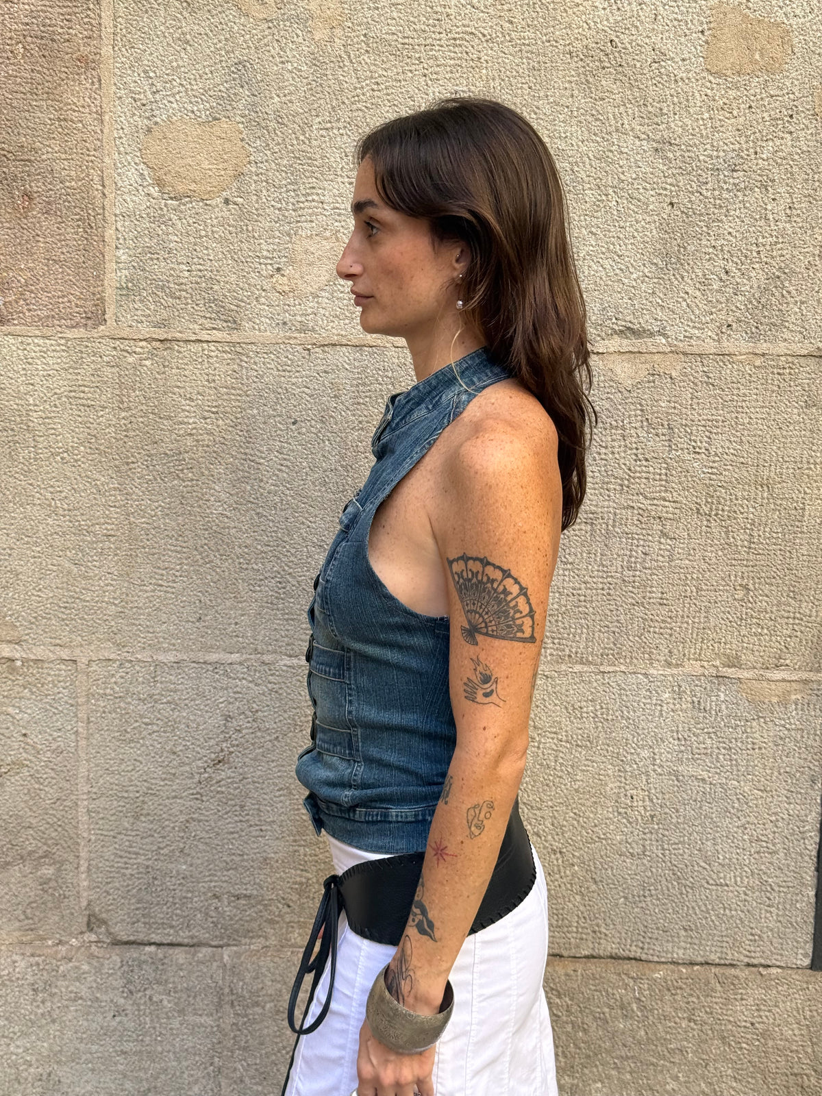 Vintage Rework Denim Halter Top