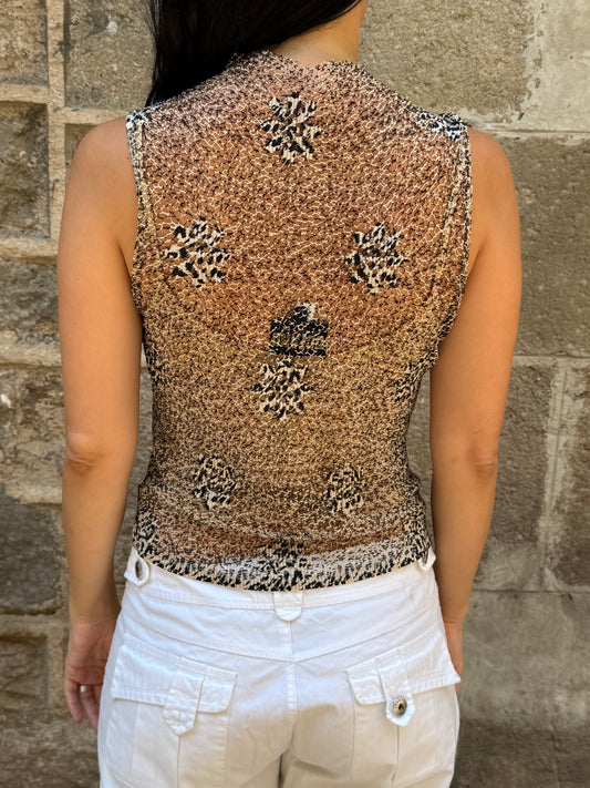 Oceanic Mesh Mock Neck Top