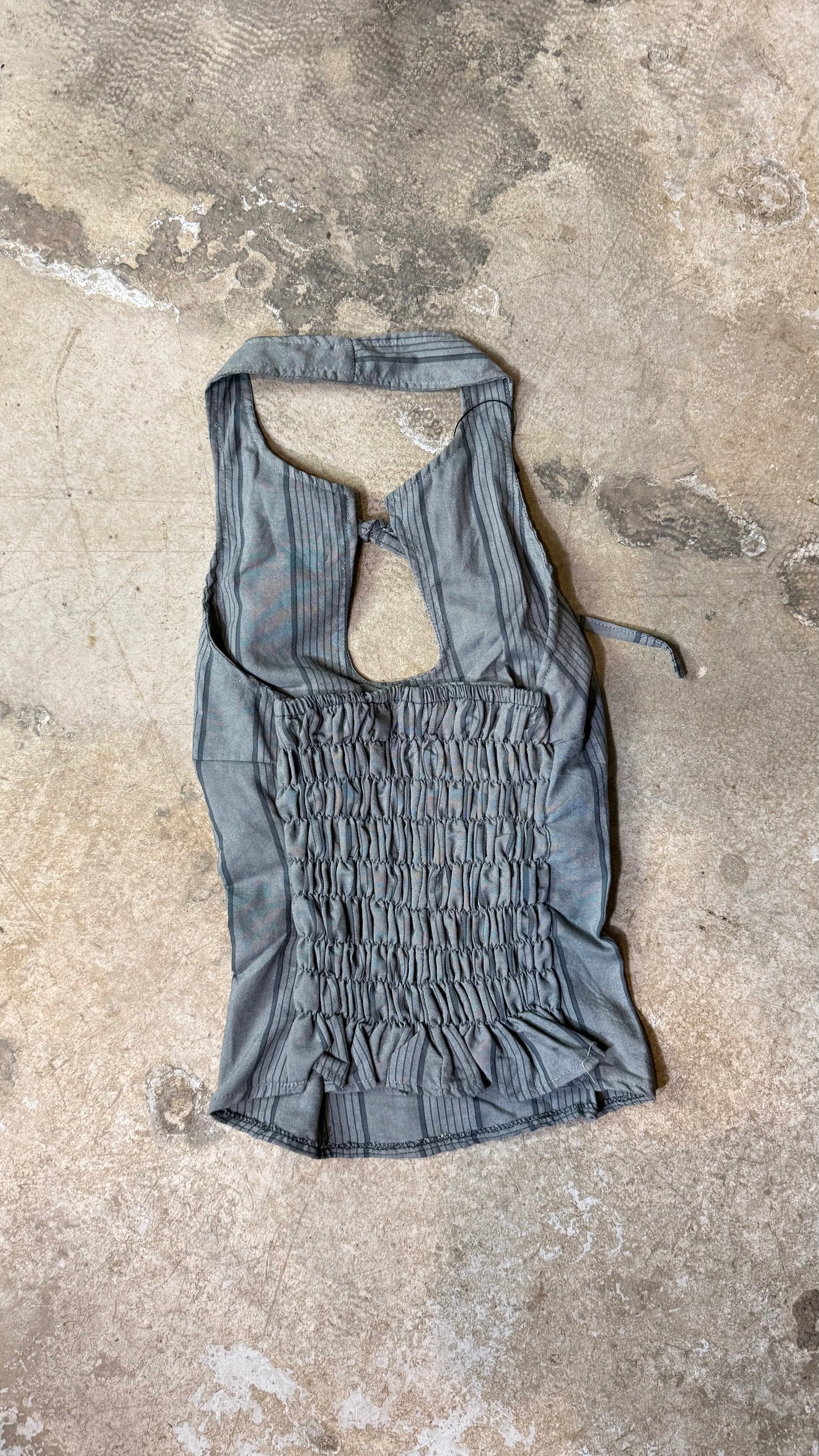 Reworked Shirt Halter Top – Soft Tie Front