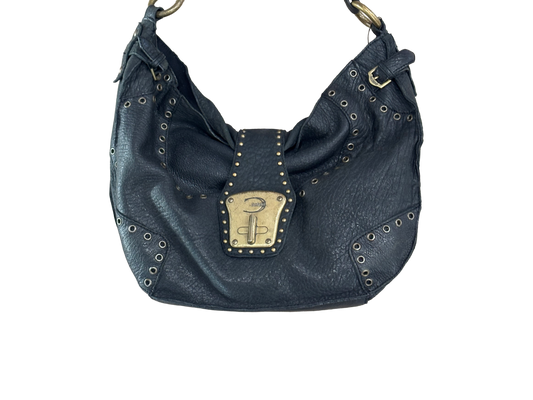 Just Cavalli Studded Leather Shoulder Bag with Gold Hardware