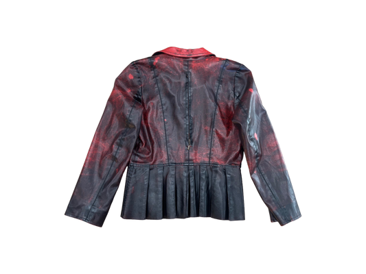 Red Distressed Leather Jacket – Statement Vintage Piece