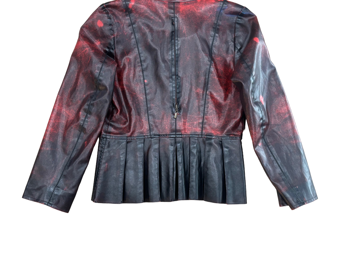 Red Distressed Leather Jacket – Statement Vintage Piece