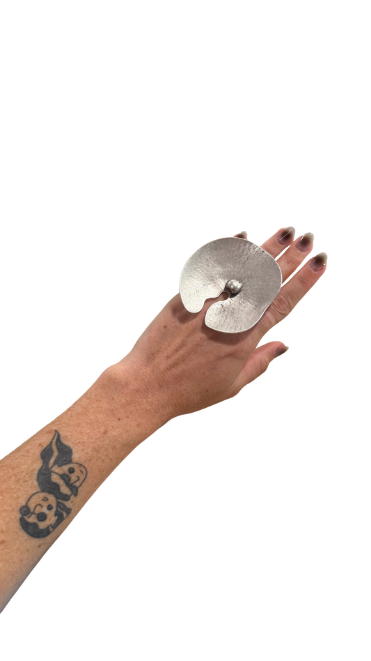 Stainless Steel Sculptural Statement Ring – Dutch Design
