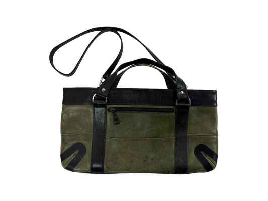Moss Green Leather Structured Bag with Strap