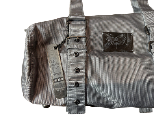Silver Coated Canvas Structured Tote Bag
