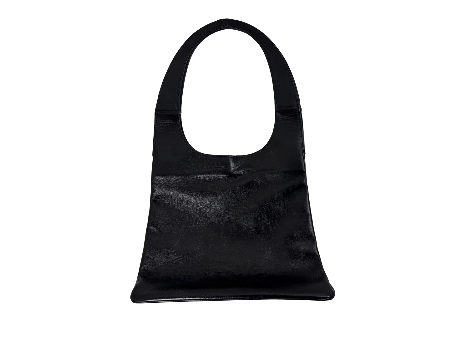 Black Minimal Leather Shoulder Bag