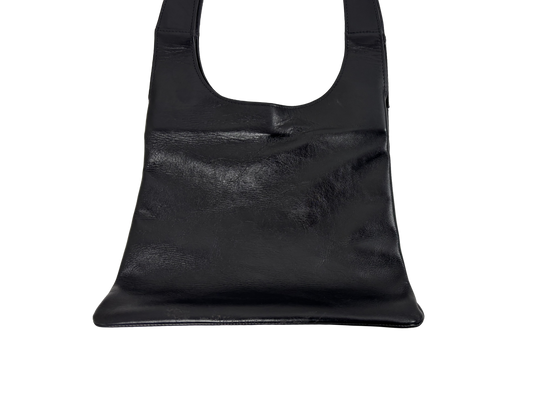 Black Minimal Leather Shoulder Bag