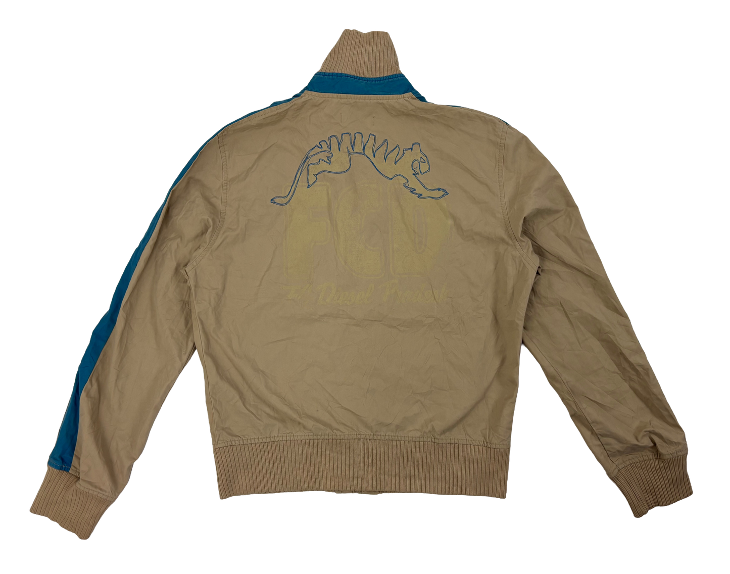 Diesel Beige & Blue Striped High Neck Jacket