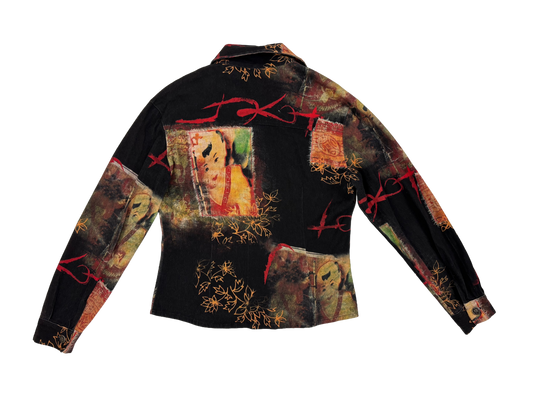 Oriental Print Denim Jacket – Patchwork Statement Piece