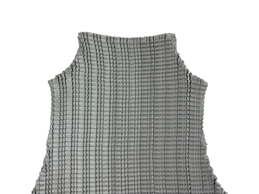 Silver Textured Pleated High Neck Top