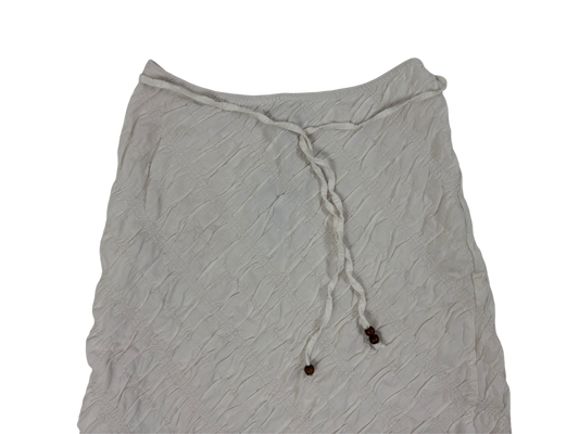 White Textured Viscose Wrap Midi Skirt