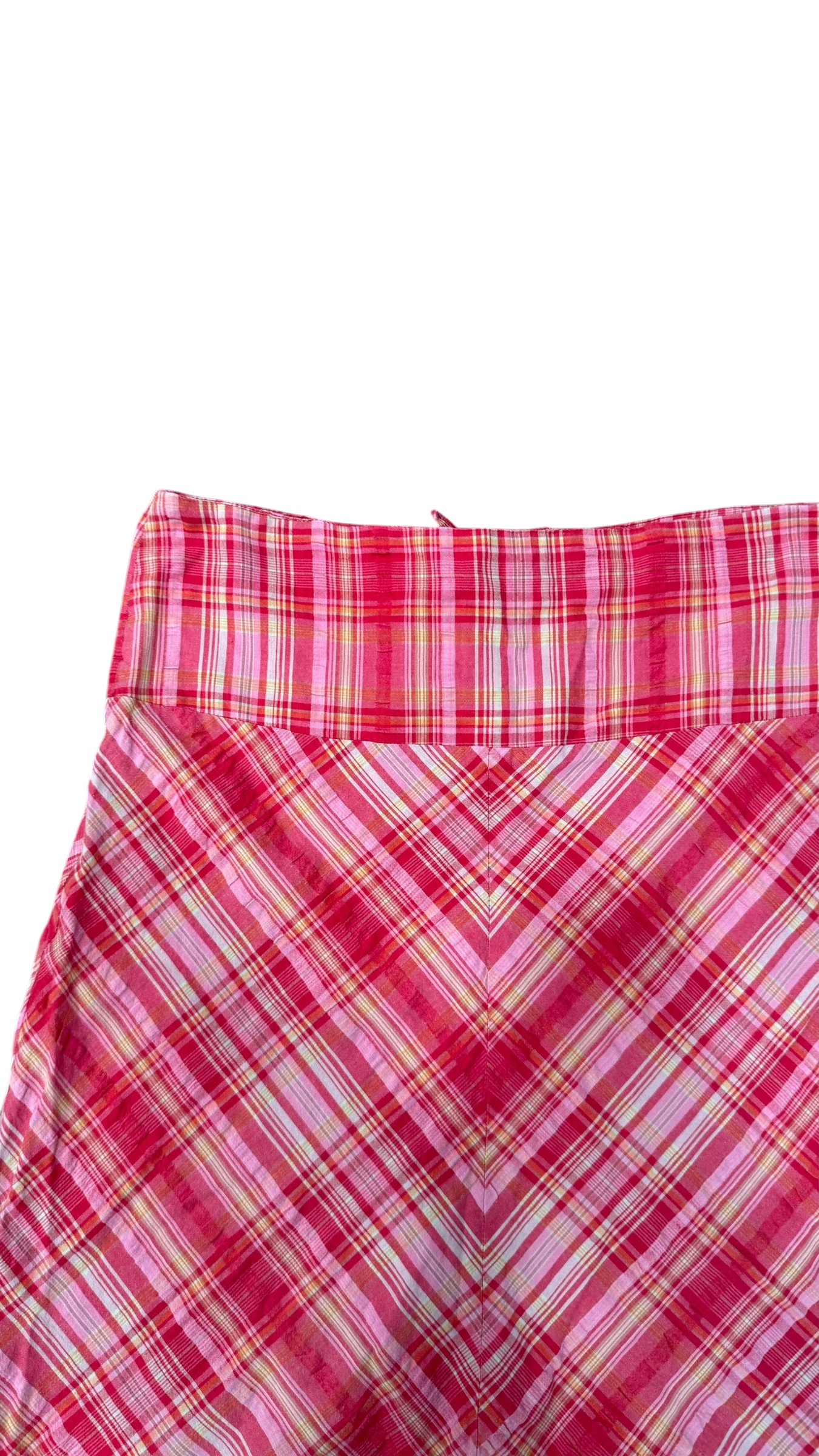Pink Plaid Skirt – Low Rise Lace-Up