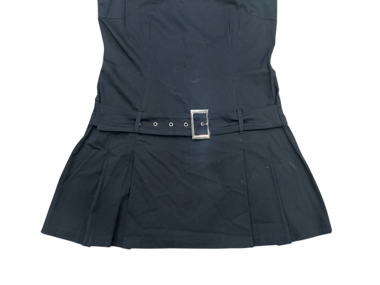Jennyfer Black Cotton Mini Dress – Y2K Belted Denim Effect