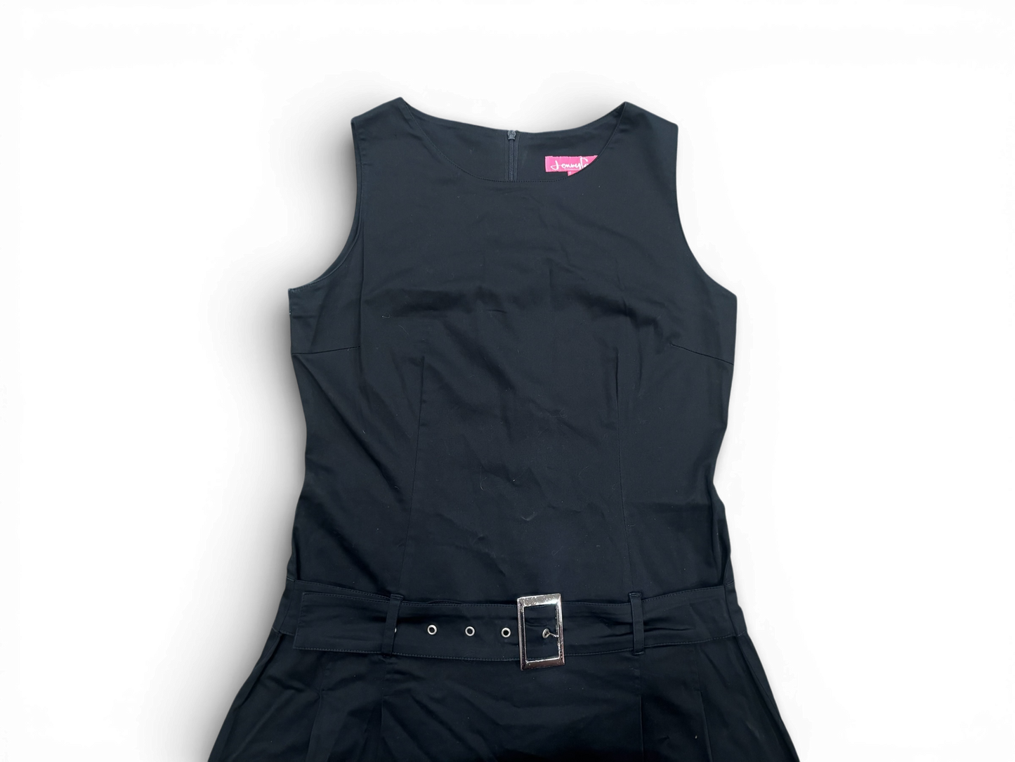 Jennyfer Black Cotton Mini Dress – Y2K Belted Denim Effect