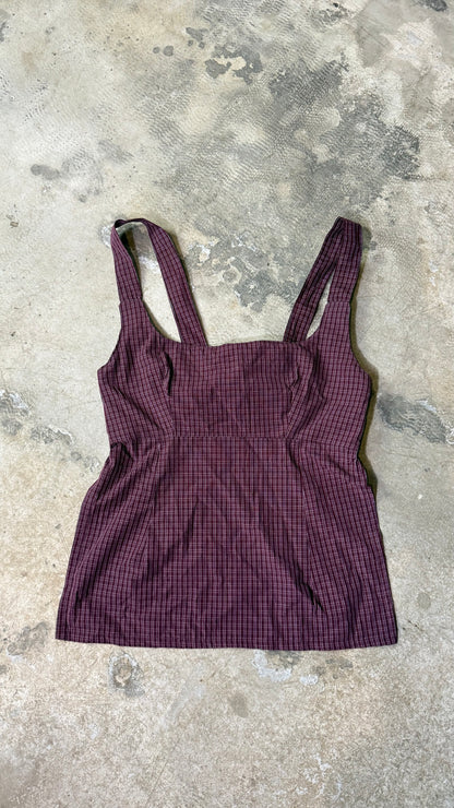 Reworked Shirt Top – Square Neck Tie Back