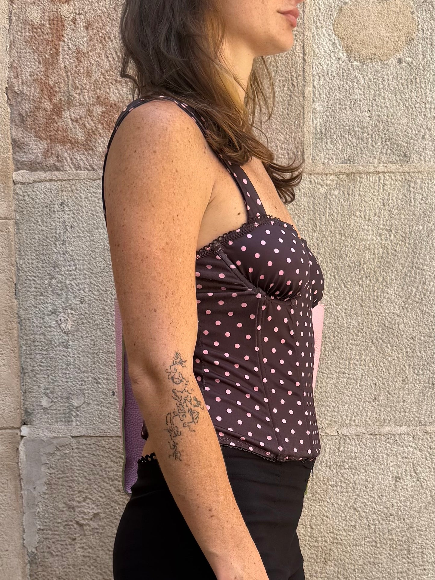 Brown Polka Dot Corset Top