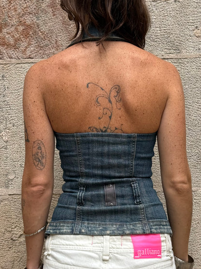 Vintage Rework Denim Halter Top