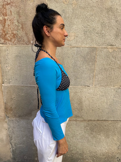 Sheer Blue Long Sleeve Top