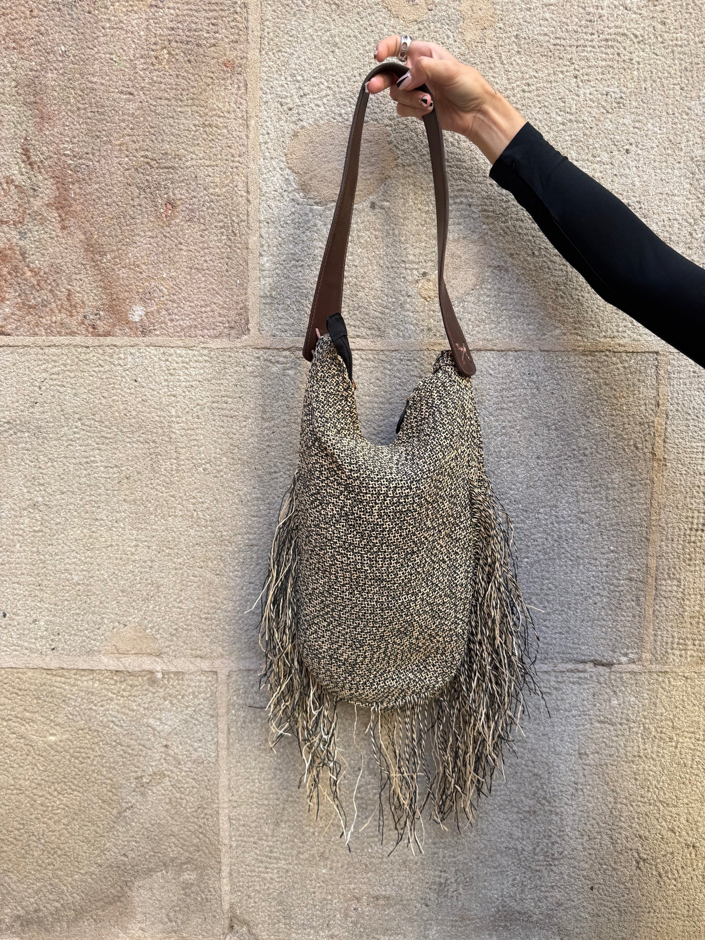 Roberto Cavalli Raffia Fringe Shoulder Bag
