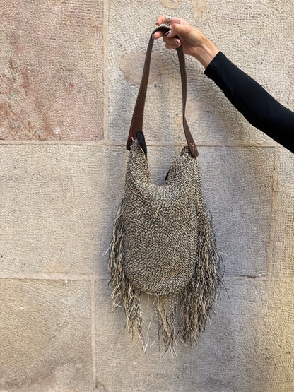 Roberto Cavalli Raffia Fringe Shoulder Bag