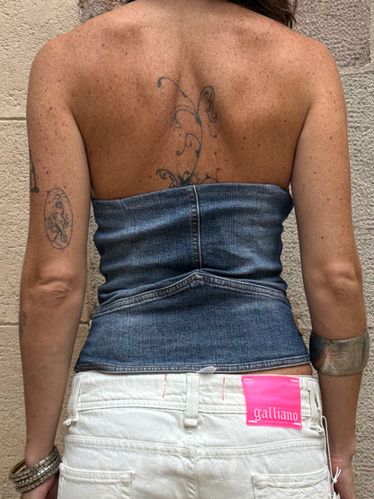 Vintage Rework Denim Halter Top