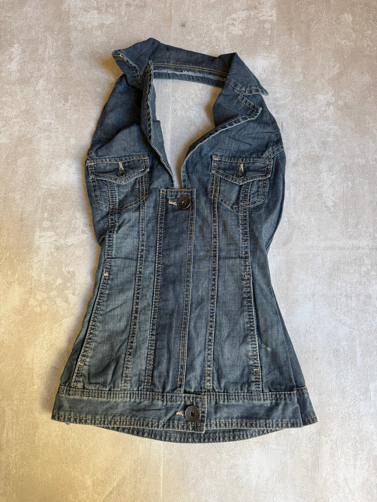 Vintage Rework Denim Halter Top