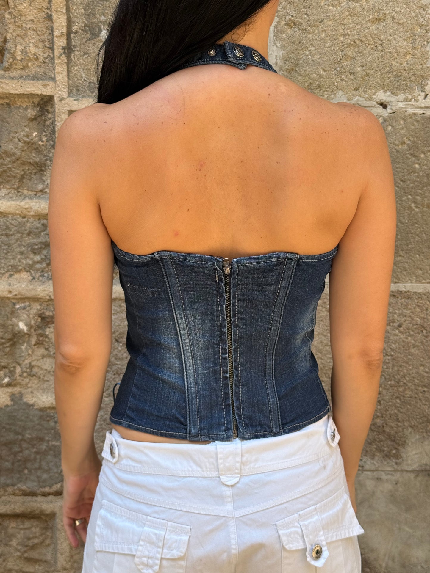 Denim Lace-Up Corset Top