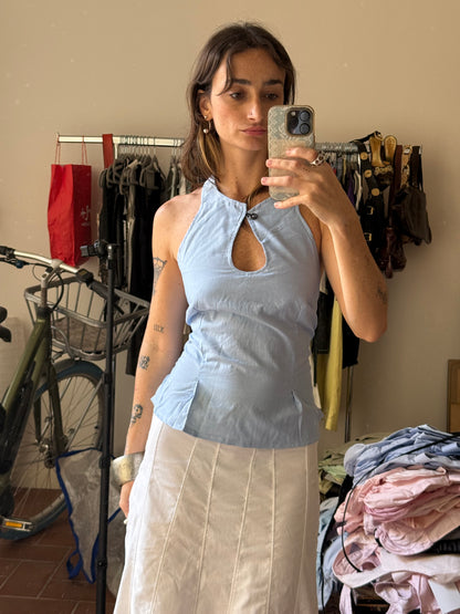 Vintage Rework Blue Halter Top