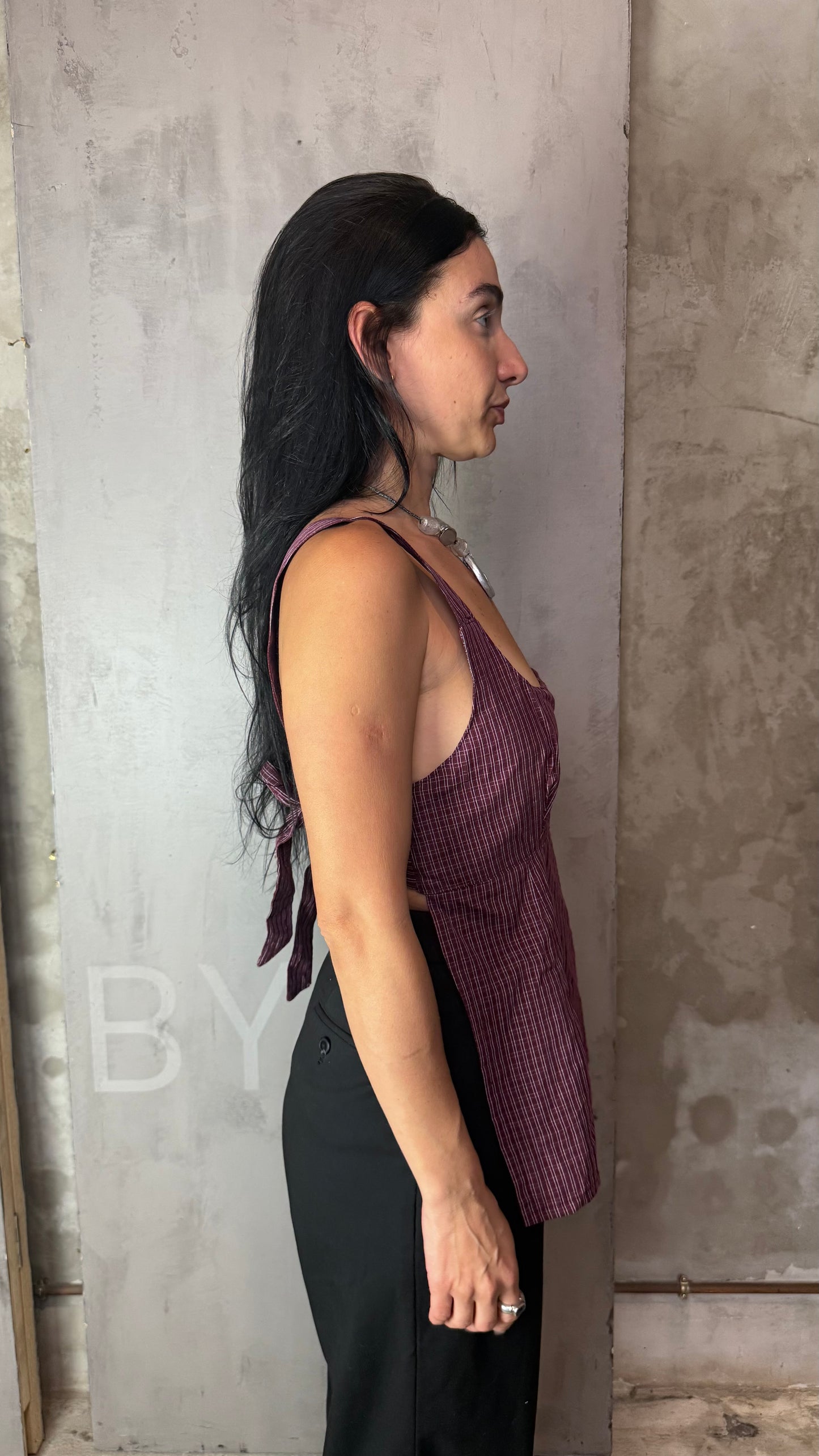 Reworked Shirt Top – Square Neck Tie Back