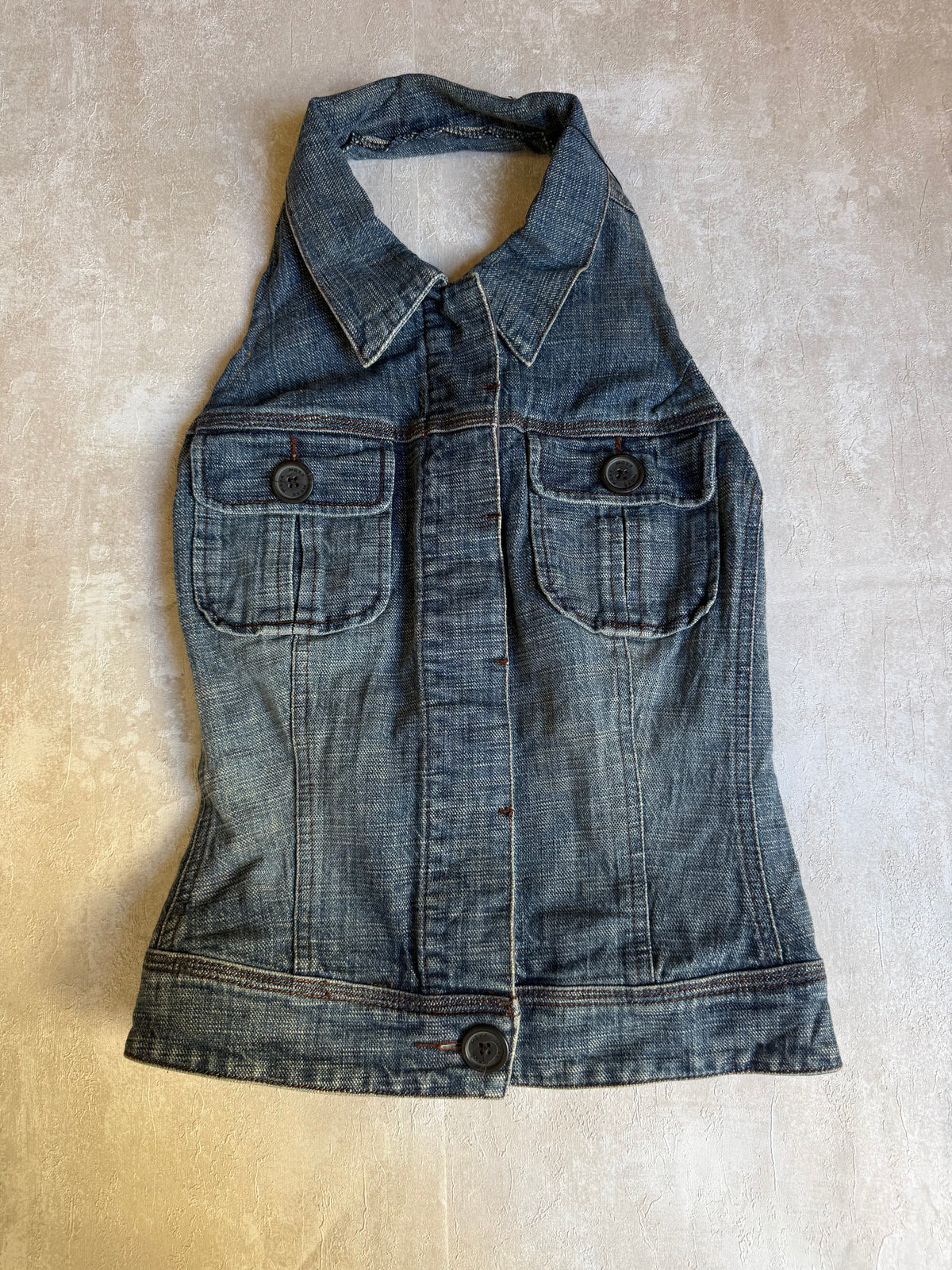 Vintage Rework Denim Halter Top
