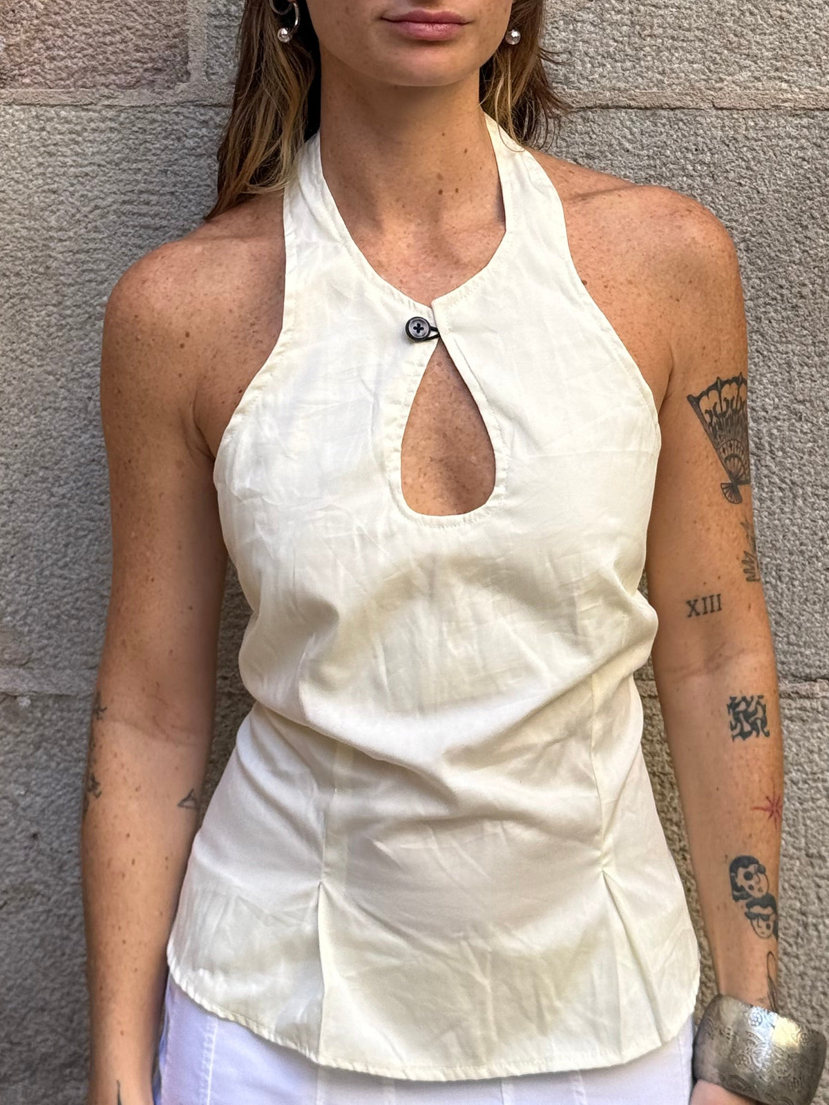 Vintage Rework Yellow Halter Top
