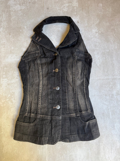 Vintage Rework Denim Halter Top