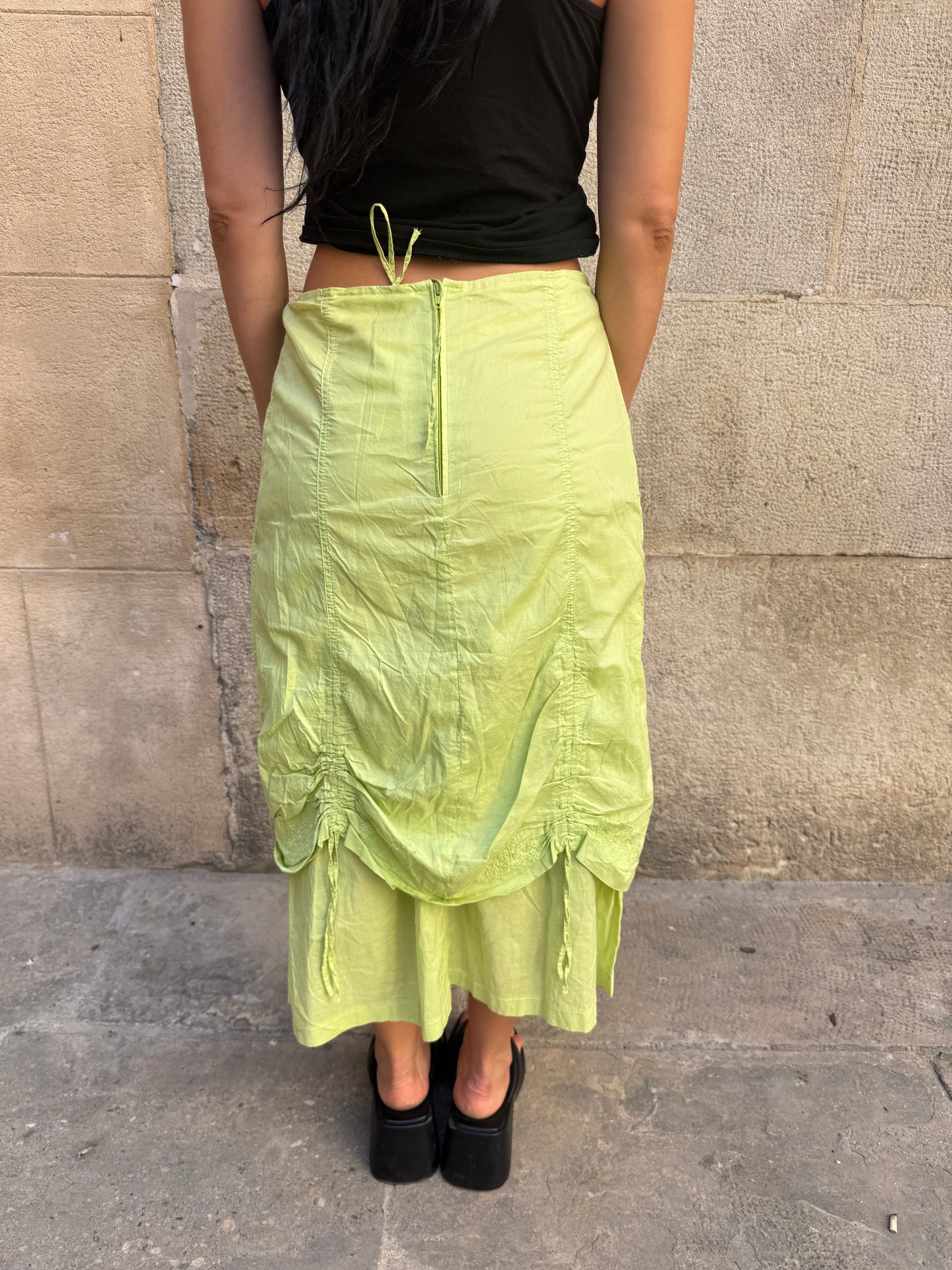 Mint Green Ruffle Midi Skirt