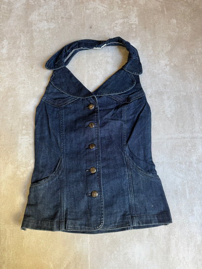 Vintage Rework Denim Halter Top