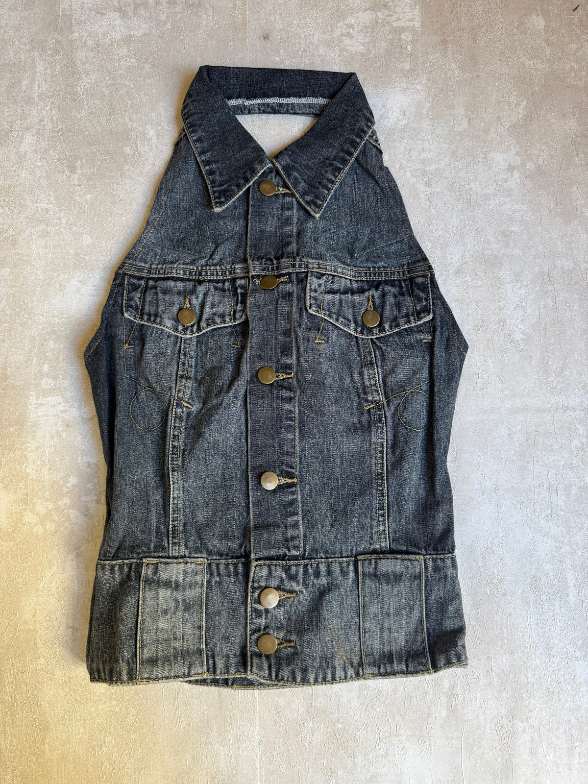 Vintage Rework Denim Halter Top