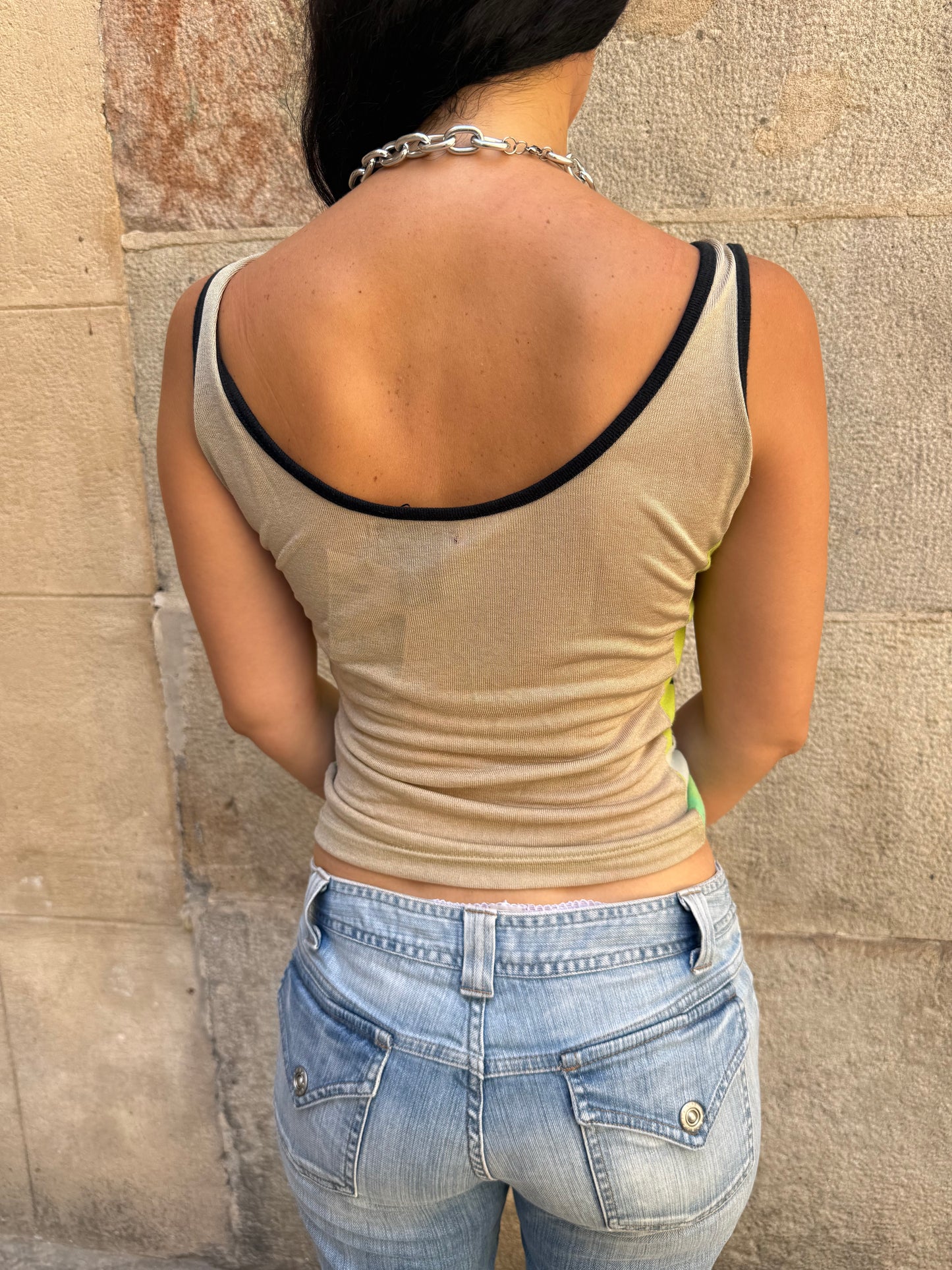 Custo Barcelona Graphic Tank Top Green – Size S