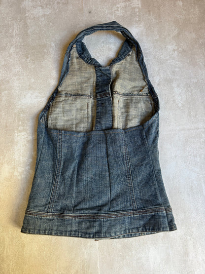 Vintage Rework Denim Halter Top