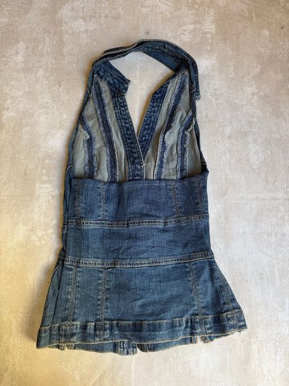 Vintage Rework Denim Halter Top