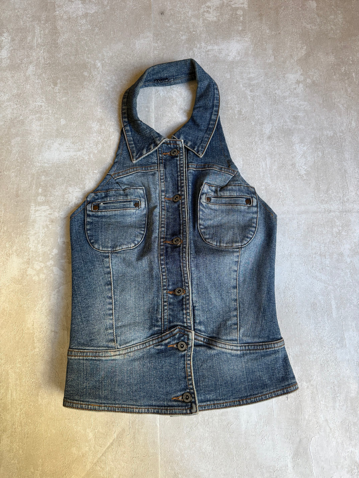 Vintage Rework Denim Halter Top