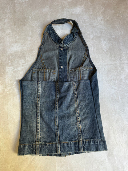 Vintage Rework Denim Halter Top